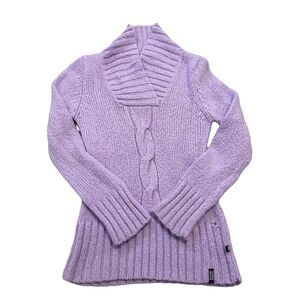 y2k vintage mockneck cable knit MUDD henley sweater